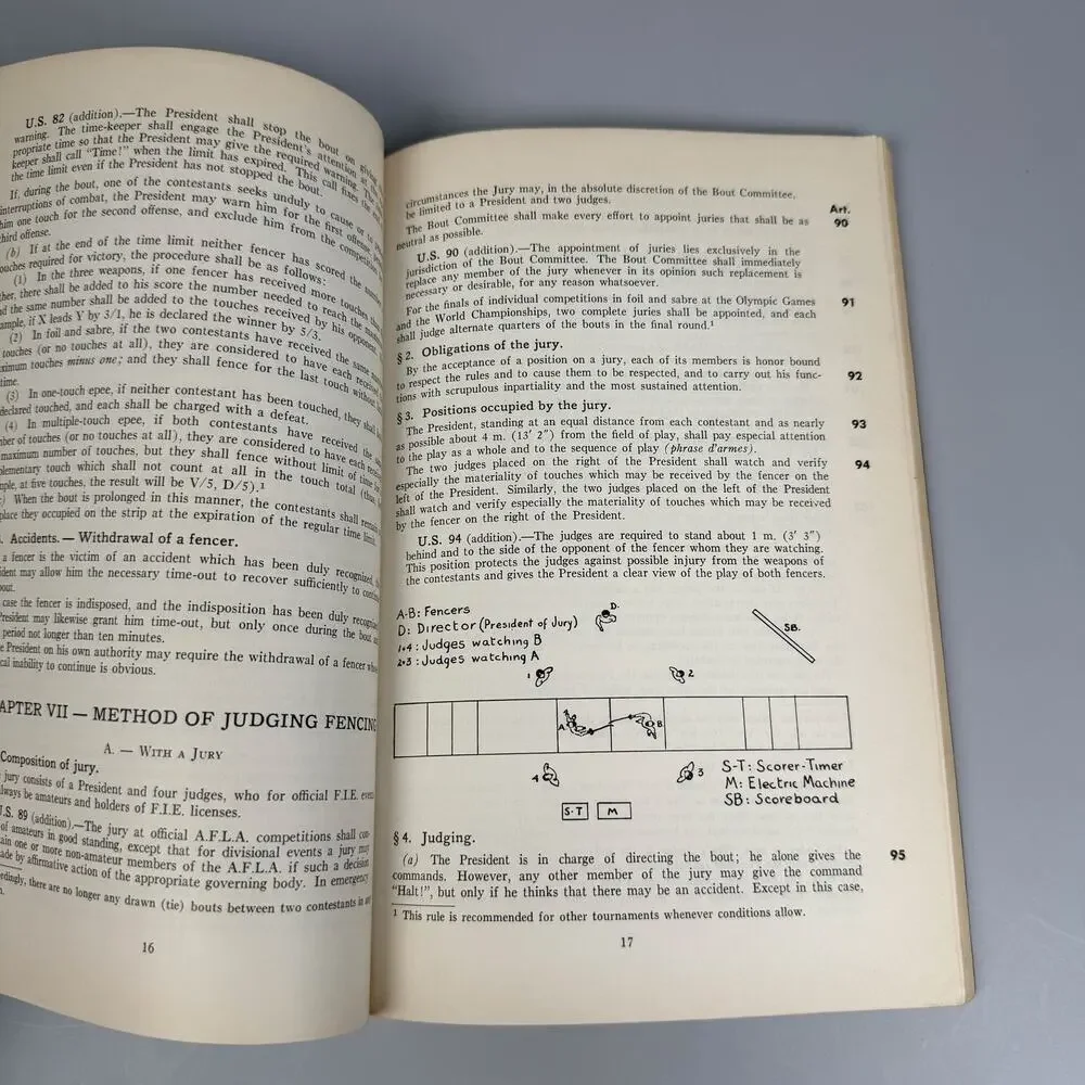 Fencing Rules and Manual Amateur Fencers League of America 1957 SC Book